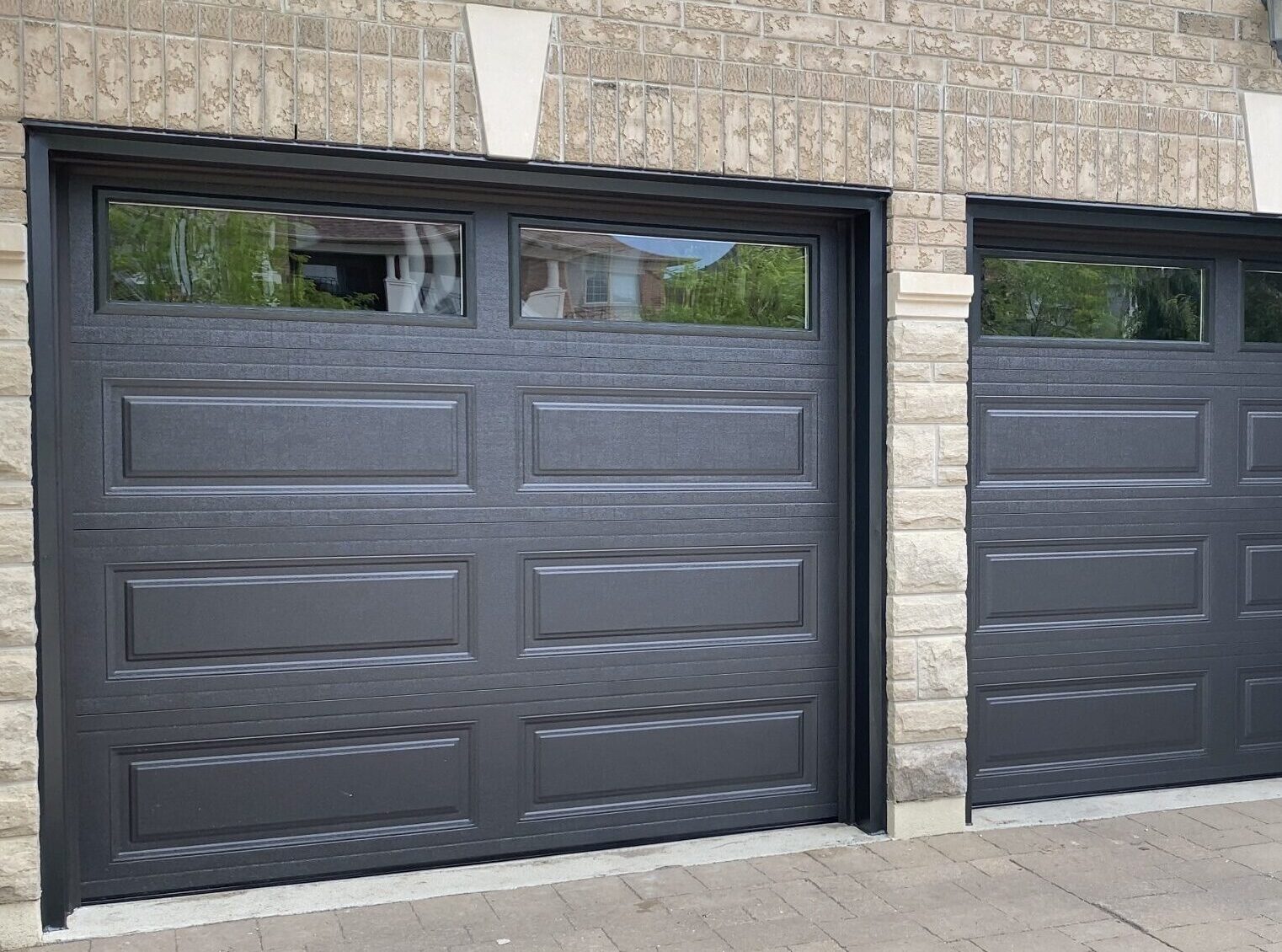 Long Panel Traditional Dark Brown Garage Doors