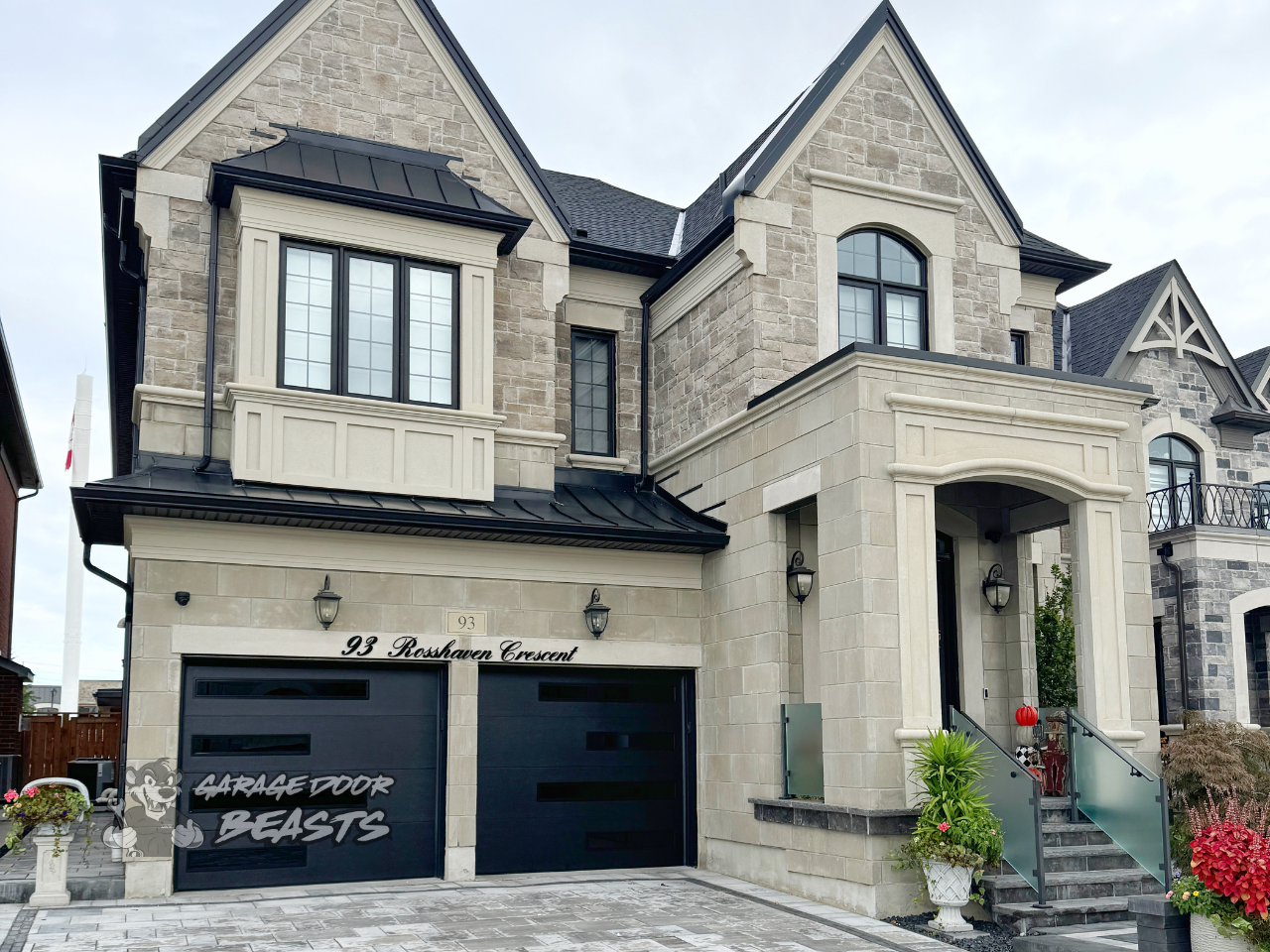 Modern Garage Door with Slim Black Windows