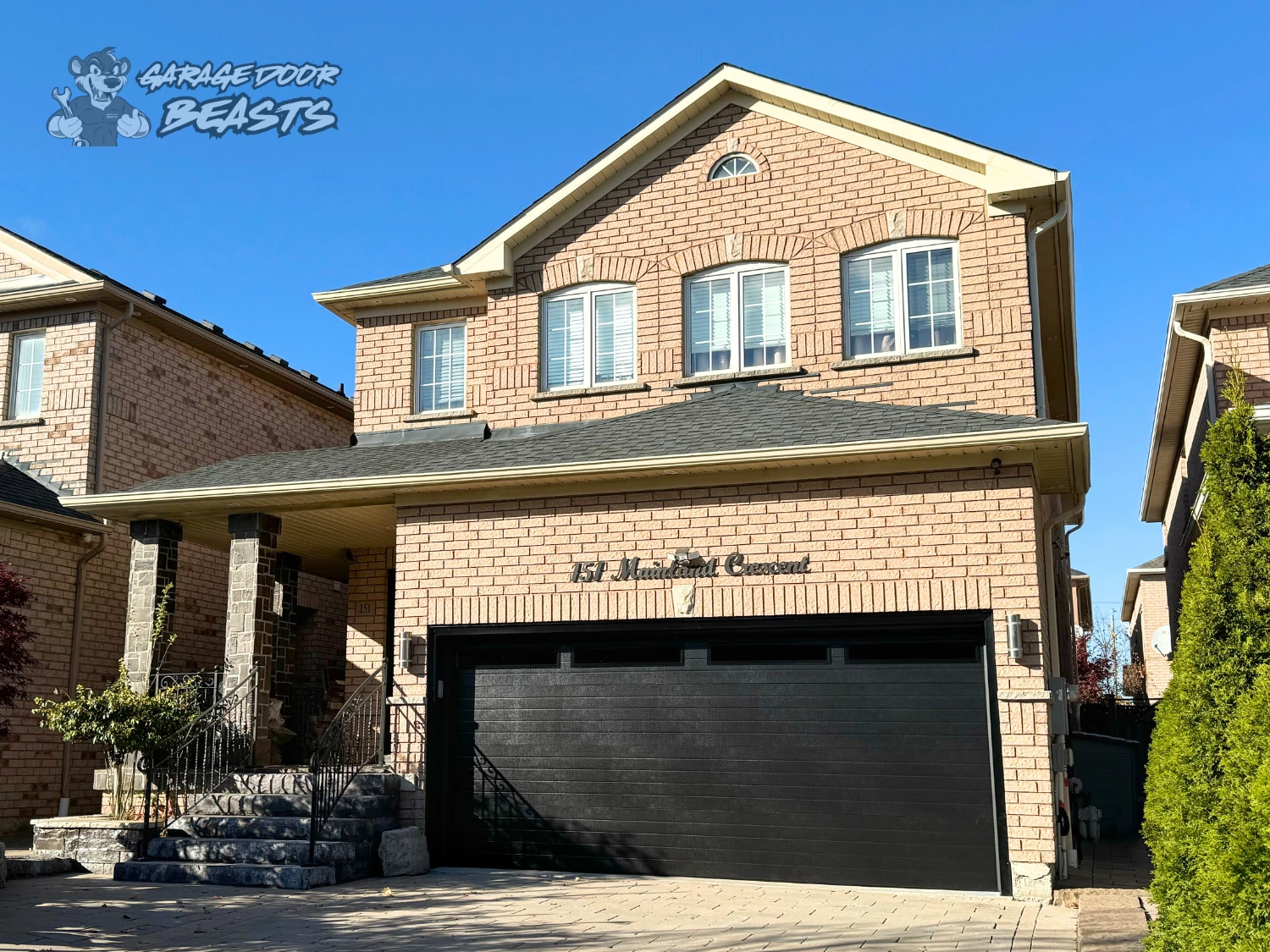 Garage Door Beasts - Black Lined Garage Door with Black Tinted Glass Windows