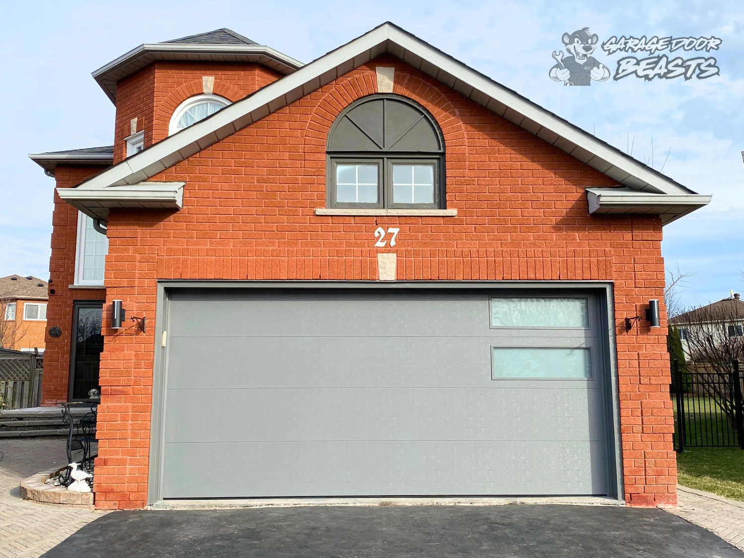 Charcoal Gray Garage Door with Frosted Windows