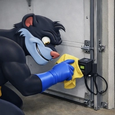 Step 2: Clean the garage door sensor lenses with a microfiber cloth